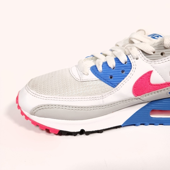 Nike Air Max 90 White/Hot Coral-Blue Crystal Womens Size 7 DA8856 100 Good Con - Picture 13 of 15